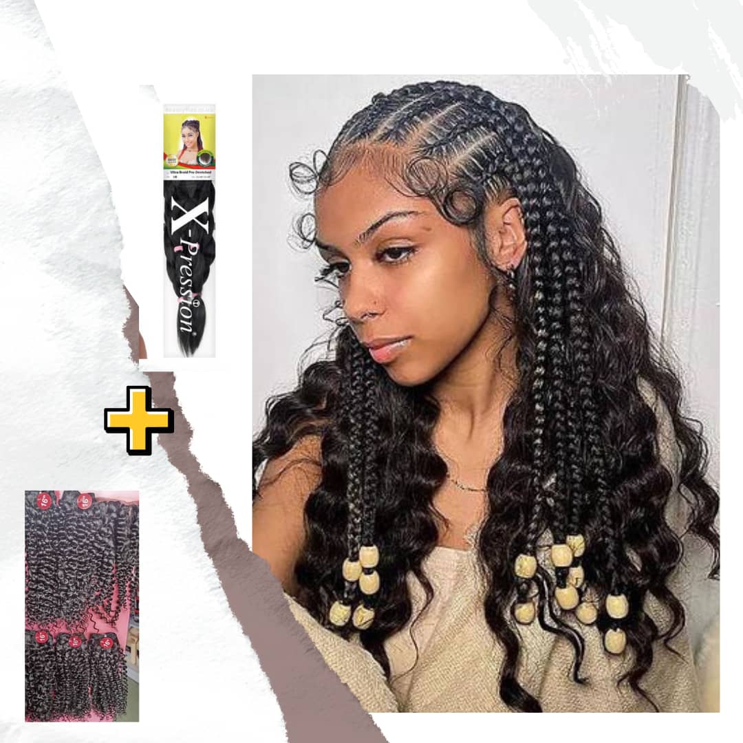 X PRESSION ATTACHMENT BRAID PLUS PACKET KINKY BOHO WEAVE BUNDLES