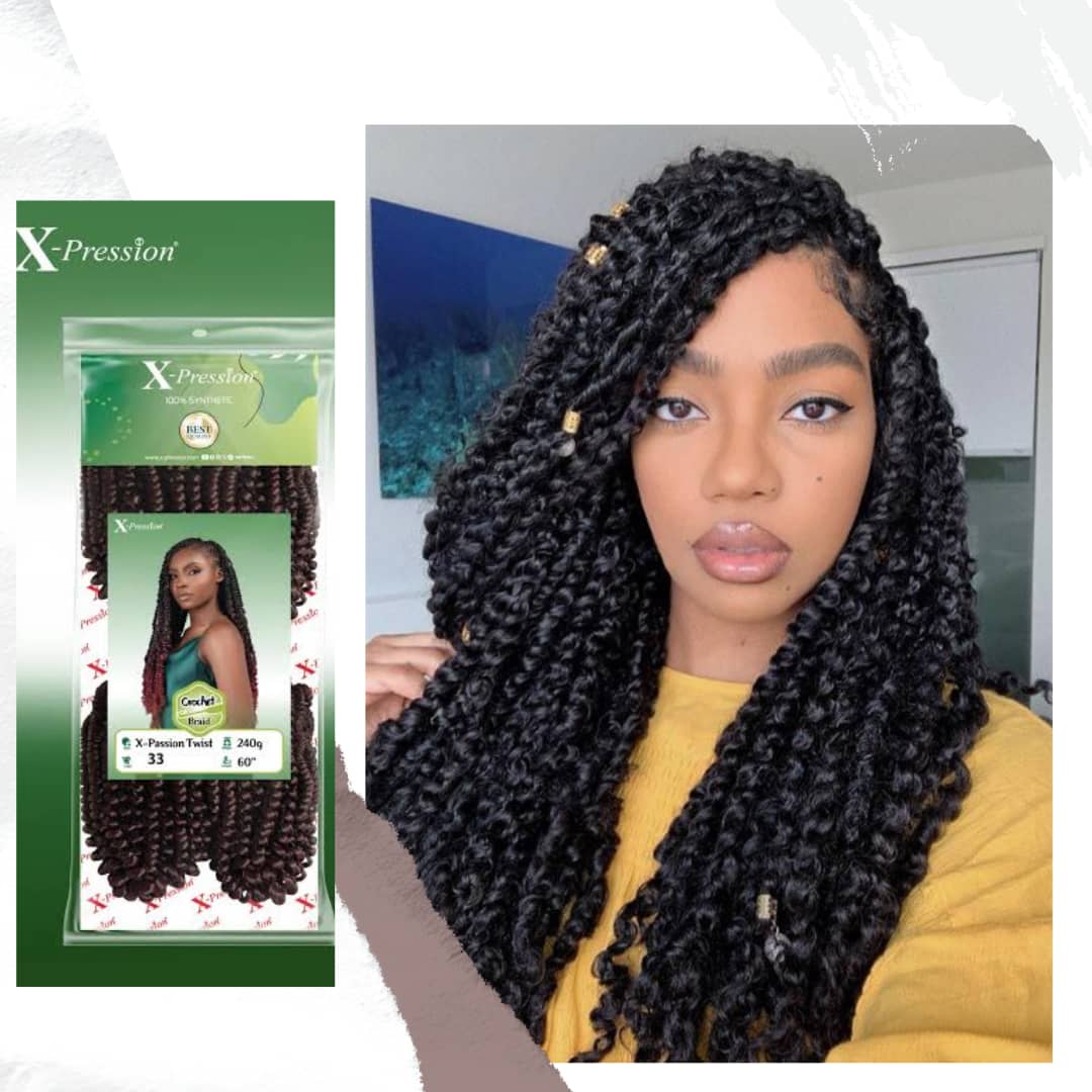 X-PRESSION 4X Passion Twist – Curly Spring Pre-Twisted Crochet Braids, Synthetic Hair Extensions