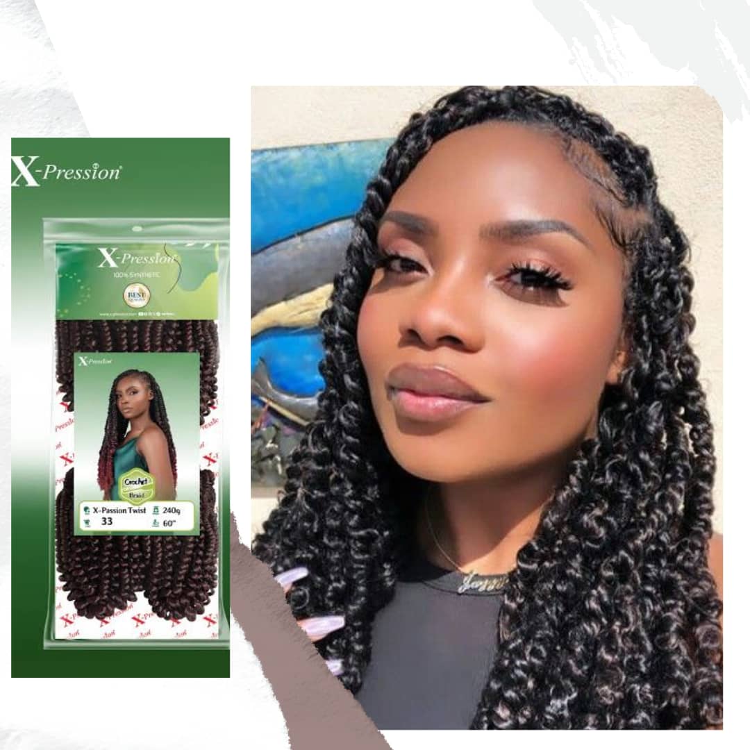 X-PRESSION 4X Passion Twist – Curly Spring Pre-Twisted Crochet Braids, Synthetic Hair Extensions