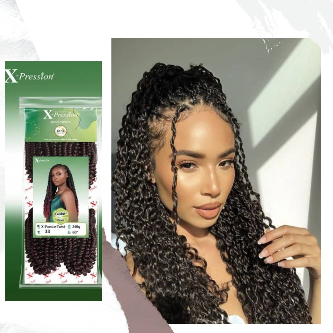 X-PRESSION 4X Passion Twist – Curly Spring Pre-Twisted Crochet Braids, Synthetic Hair Extensions