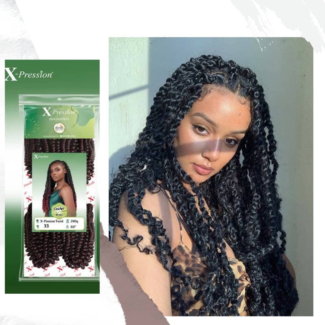 X-PRESSION 4X Passion Twist – Curly Spring Pre-Twisted Crochet Braids, Synthetic Hair Extensions