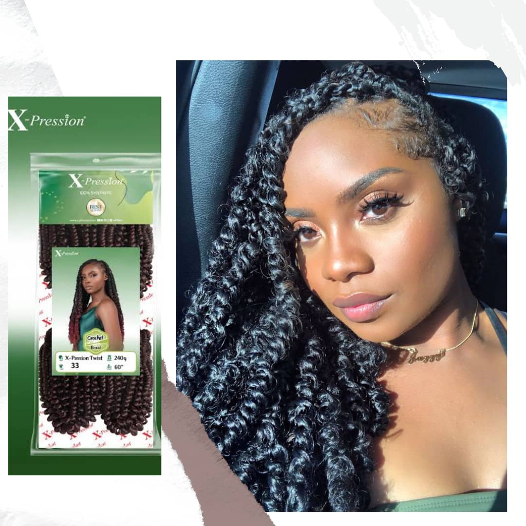 X-PRESSION 4X Passion Twist – Curly Spring Pre-Twisted Crochet Braids, Synthetic Hair Extensions